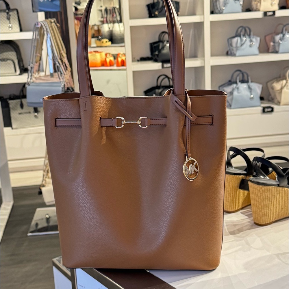 Michael Kors Brown Leather Tote with Structured Design